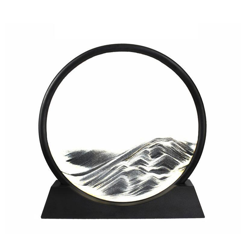 Moving Sand Art Picture Round Glass Quicksand Painting 3D Deep Sea Sandscape Au - Green
