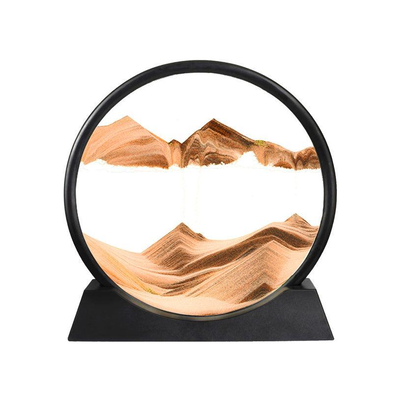 Moving Sand Art Picture Round Glass Quicksand Painting 3D Deep Sea Sandscape Au - Purple