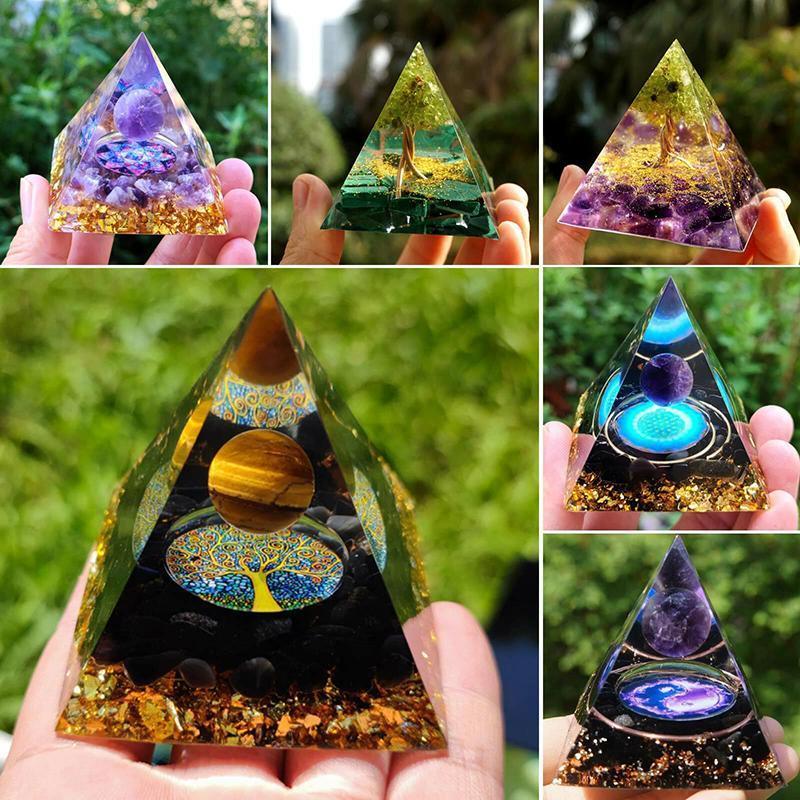Amethyst Crystal Sphere Orgonite Pyramidamp Obsidians - Green Tree(50mmx50mm)