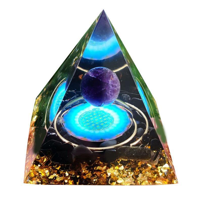 Amethyst Crystal Sphere Orgonite Pyramidamp Obsidians - Green Tree(50mmx50mm)