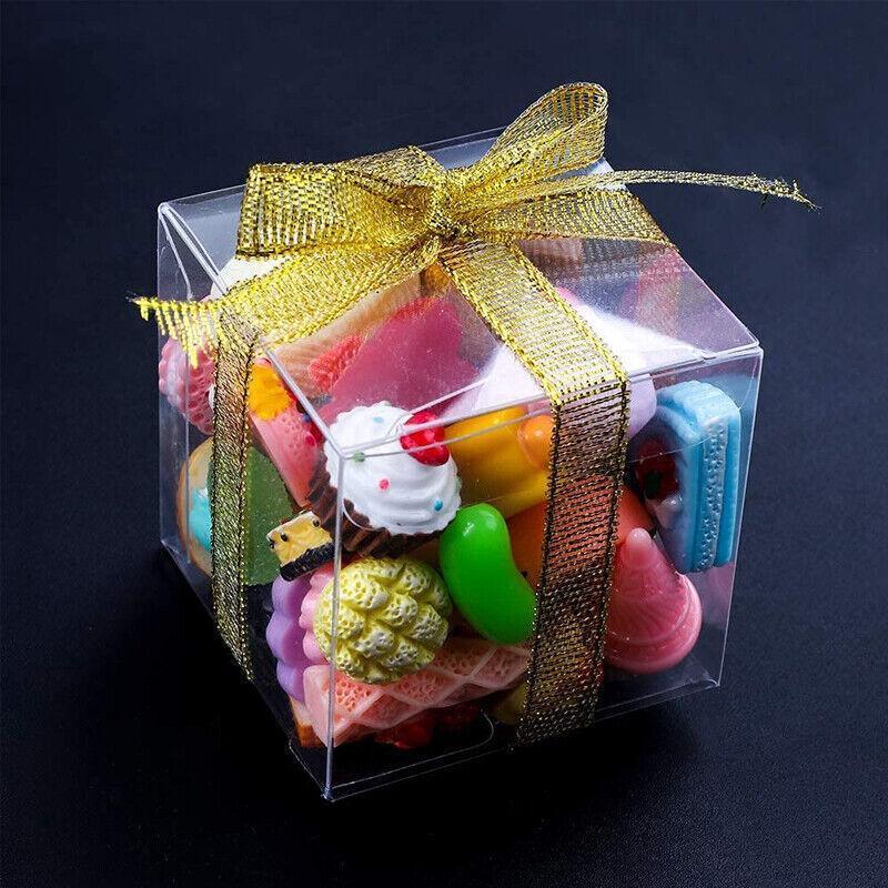 50 PVC Clear Transparent Macaron Square Cube Boxes For Wedding Favour Gift Candy - 70x70x70MM