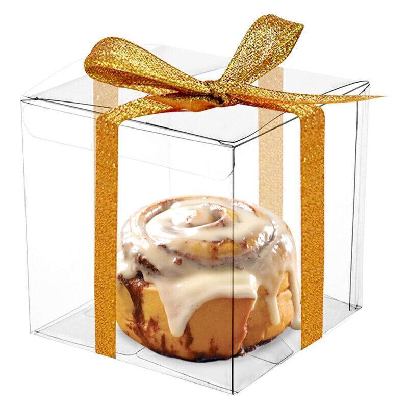 50 PVC Clear Transparent Macaron Square Cube Boxes For Wedding Favour Gift Candy - 70x70x70MM