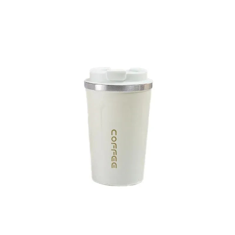 Insulated Coffee Mug Vacuum Travel Cup Thermal Stainless Steel Flask Reusable 380ML - White
