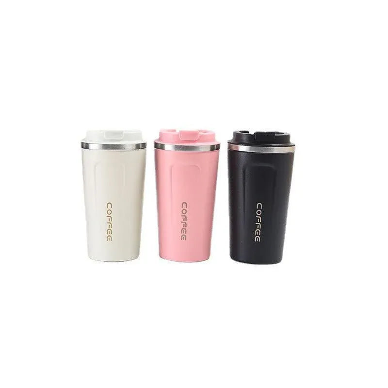 Insulated Coffee Mug Vacuum Travel Cup Thermal Stainless Steel Flask Reusable 380ML - White