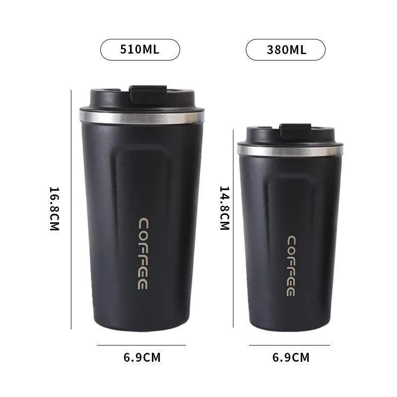 Insulated Coffee Mug Vacuum Travel Cup Thermal Stainless Steel Flask Reusable 380ML - White