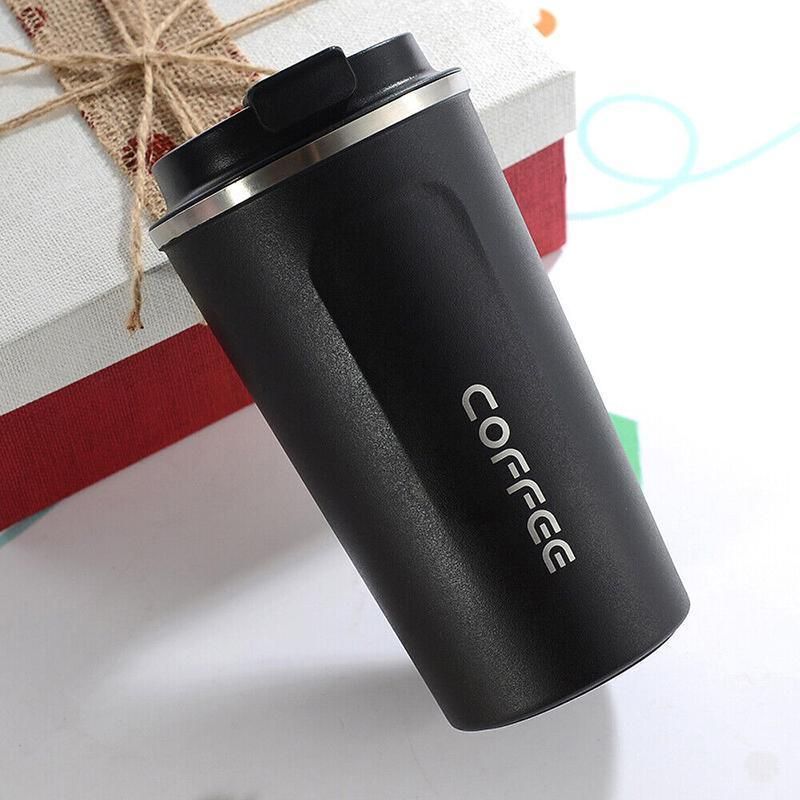 Insulated Coffee Mug Vacuum Travel Cup Thermal Stainless Steel Flask Reusable 380ML - White