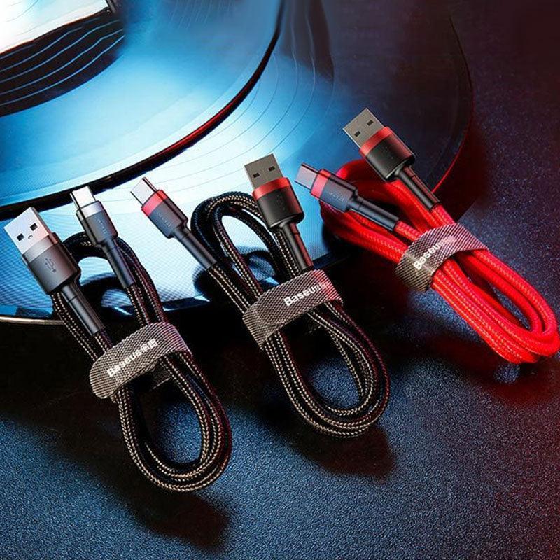 Red+Black Baseus USB to Type C Charger Cable 3A Fast Charging for Huawei - 3M 1PC