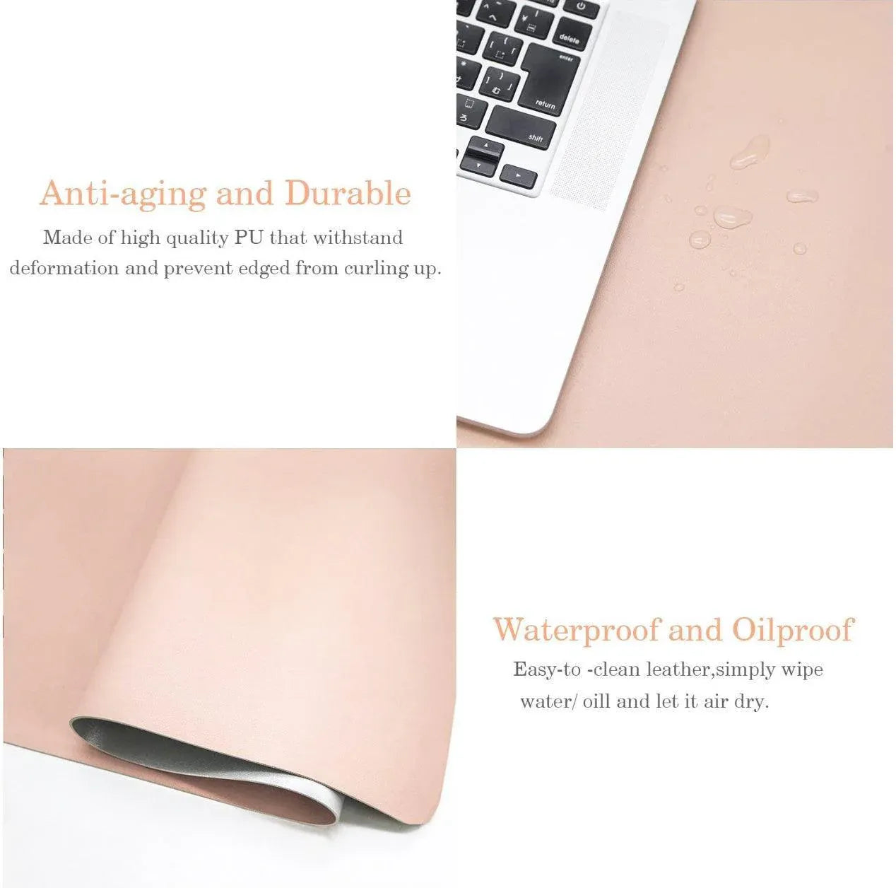 Large Leather Gaming Mouse Pad Waterproof Desk Keyboard Mat 120 x 60cm - Grey