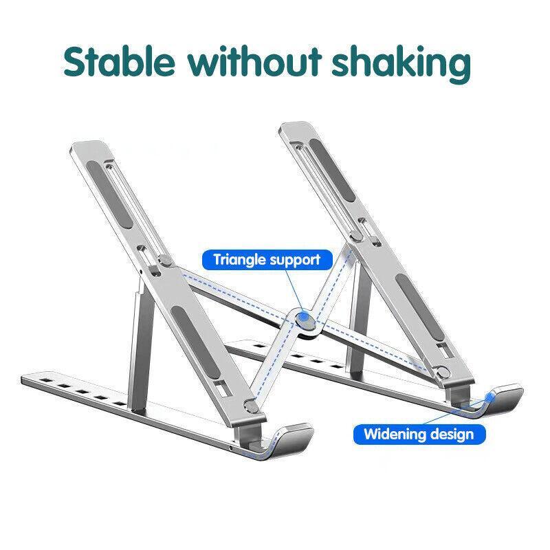 Adjustable Laptop Stand Portable Aluminum Alloy Desktop Holder for 11 to 17.3 Inch - Black