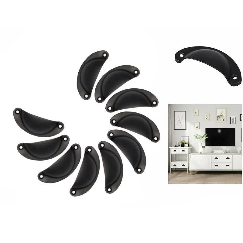 30X Modern Cup Cabinet Handle Knob Drawer Furniture Door Pull Shell Cupboard - Black