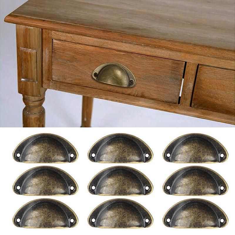 30X Modern Cup Cabinet Handle Knob Drawer Furniture Door Pull Shell Cupboard - Black