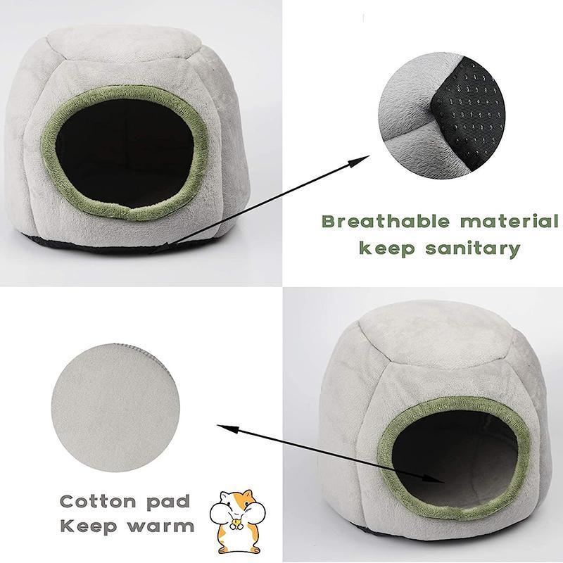 Soft Small Animal Guinea Pig Cozy Warm Pet Tent Hamster House Hideout Cave Bed - Grey-Stump