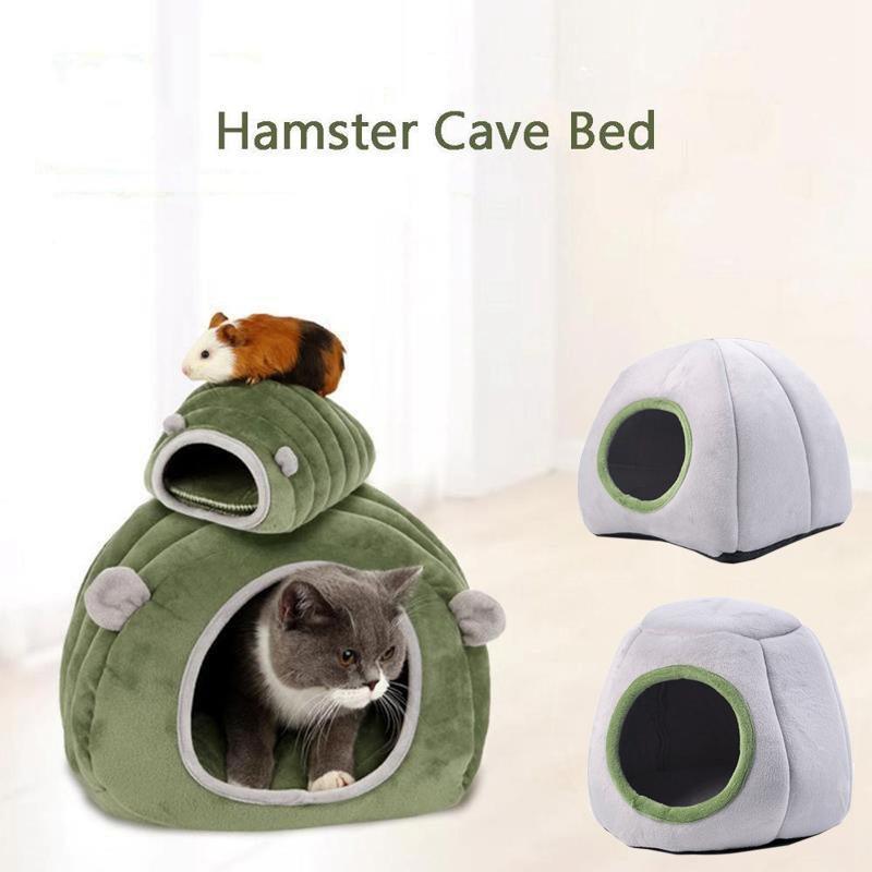 Soft Small Animal Guinea Pig Cozy Warm Pet Tent Hamster House Hideout Cave Bed - Grey-Stump