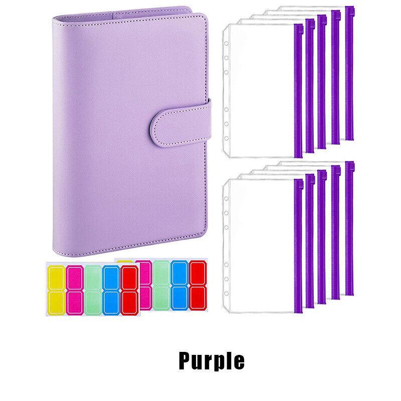 A6 Pu Leather Binder Pockets Cash Envelope Planner Notebooks - Blue