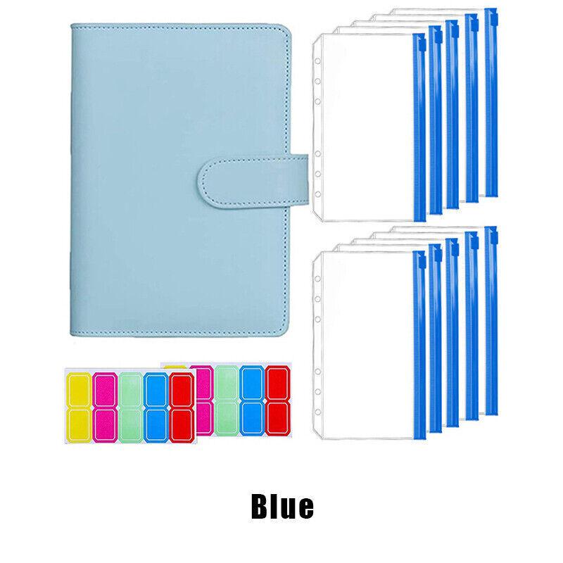 A6 Pu Leather Binder Pockets Cash Envelope Planner Notebooks - Laser Pink