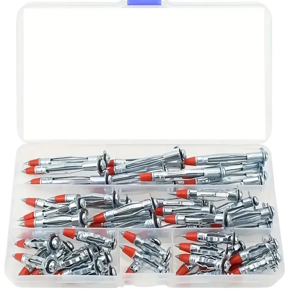 52PCS Galvanized Steel Wall Anchors Expansion Screws Self Tapping Bolts