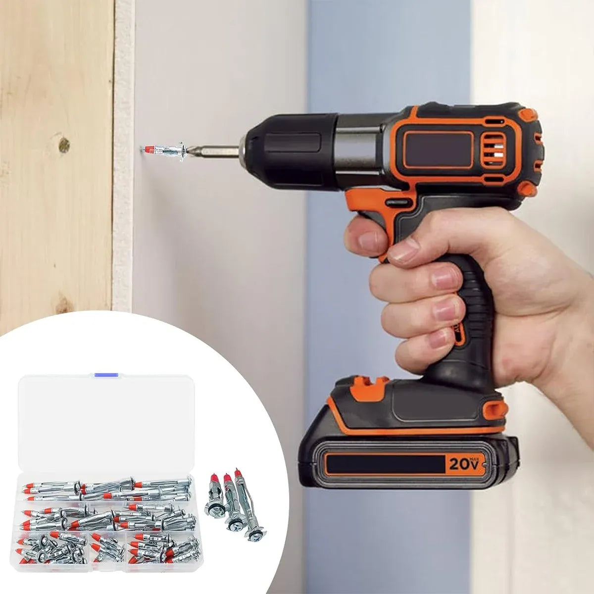 52PCS Galvanized Steel Wall Anchors Expansion Screws Self Tapping Bolts