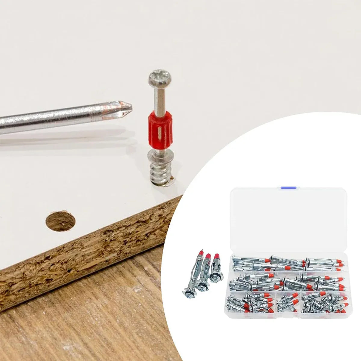 52PCS Galvanized Steel Wall Anchors Expansion Screws Self Tapping Bolts