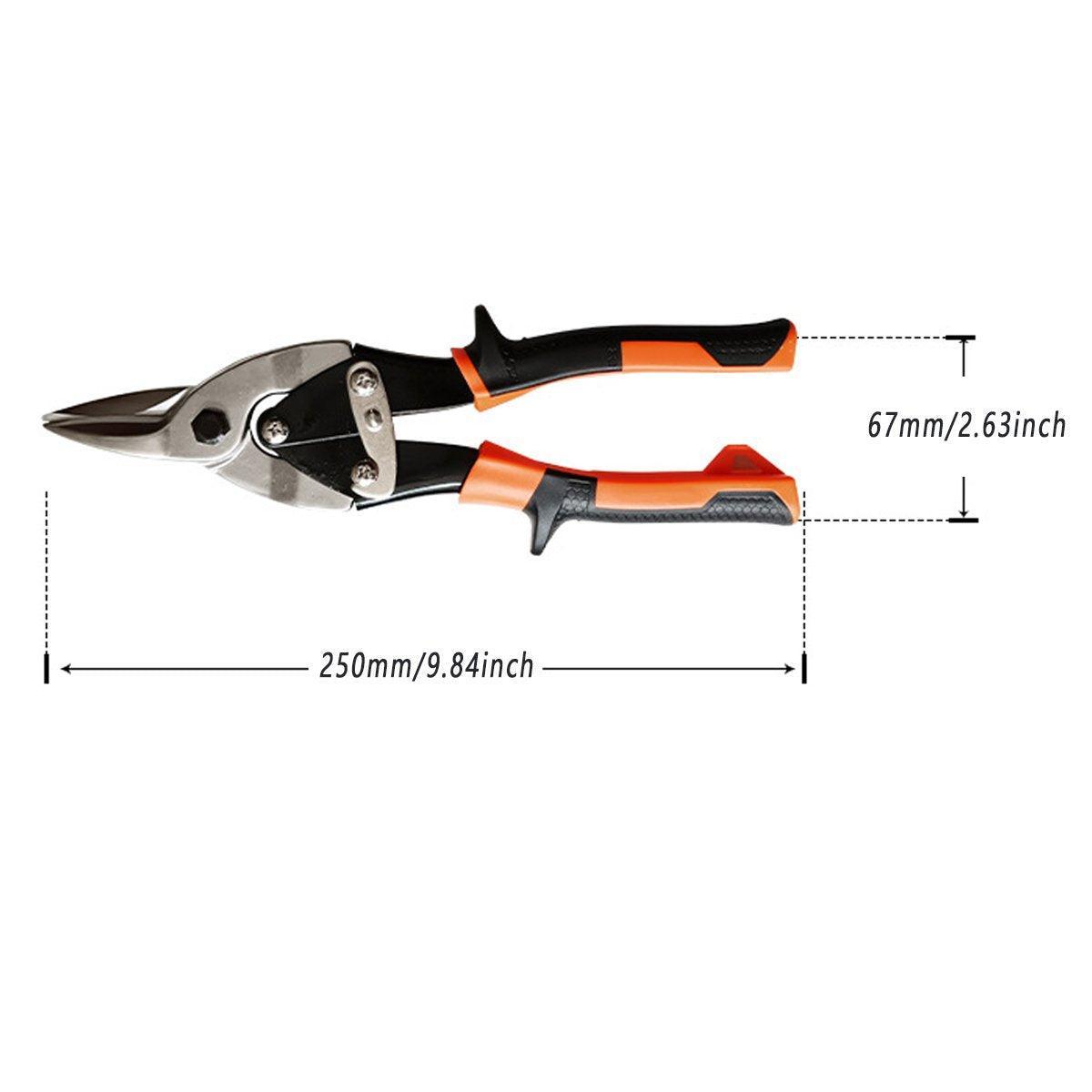 250mm Aviation Tin Snip Heavy Duty Metal Cutting Shears Industrial Scissors Tool - Right-curved sciss