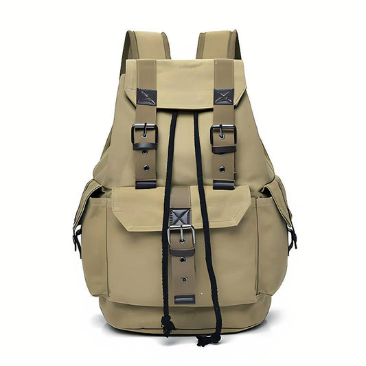 Unisex Retro Rucksack Large Capacity Travel Bag Leisure Backpack Schoolbag - Khaki