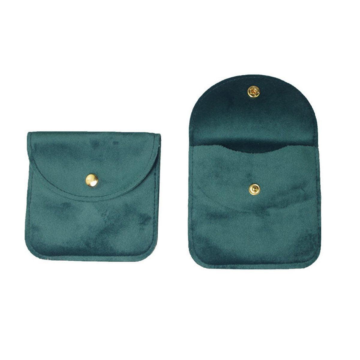 10pcs Velvet Jewelry Pouch Button Closure Thick Soft Ring Necklace Storage Bag - Black