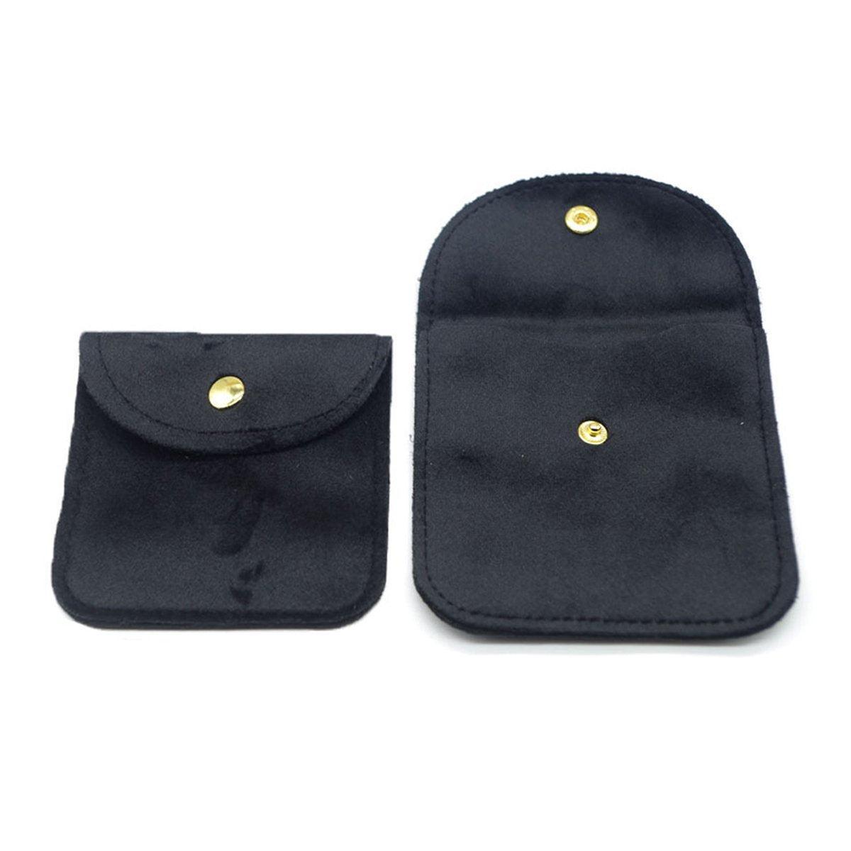 10pcs Velvet Jewelry Pouch Button Closure Thick Soft Ring Necklace Storage Bag - Brown
