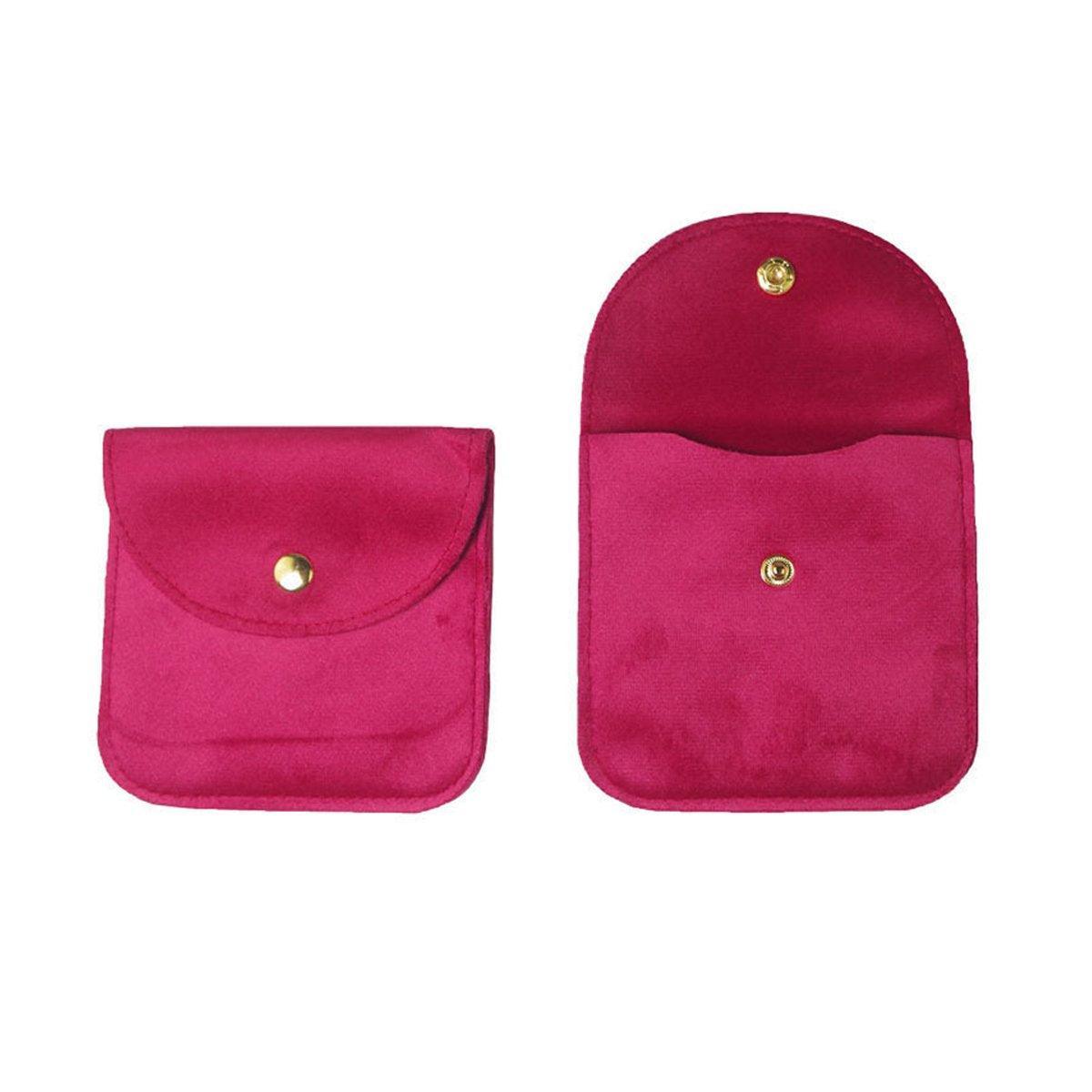 10pcs Velvet Jewelry Pouch Button Closure Thick Soft Ring Necklace Storage Bag - Grey