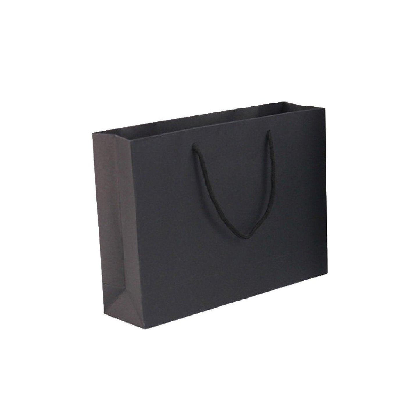 25X Kraft Paper Bags Gift Shopping Bag Carry White Pink Black Bag With Handles - Black-12-15-6