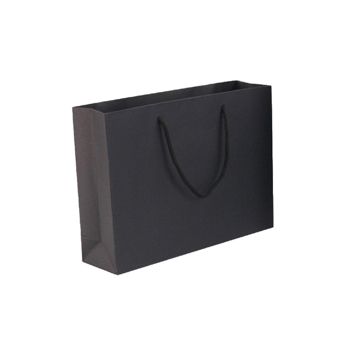 25X Kraft Paper Bags Gift Shopping Bag Carry White Pink Black Bag With Handles - Black-12-15-6