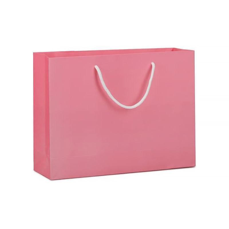 25X Kraft Paper Bags Gift Shopping Bag Carry White Pink Black Bag With Handles - Pink-17-24-10