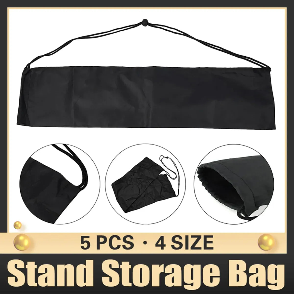 5pc Tripod Stand Drawstring Storage Bag Polyester Foldable Portable
