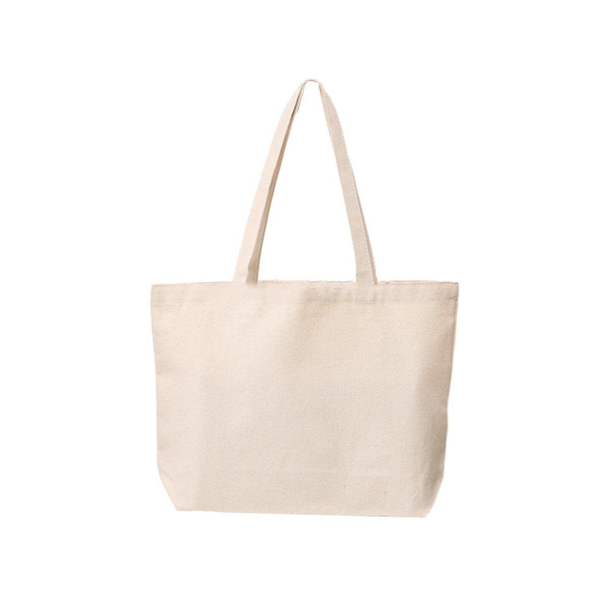 5PCS Canvas Tote Bag Cotton Blank DIY Shopping Shoulder Bags - Black 40*30*10cm