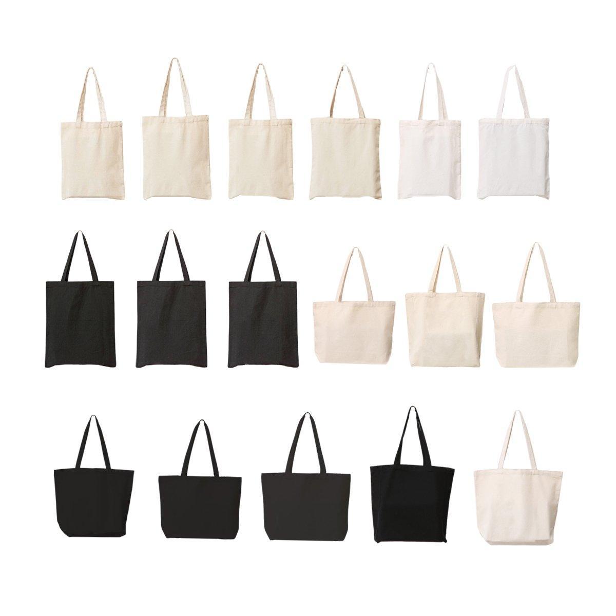 5PCS Canvas Tote Bag Cotton Blank DIY Shopping Shoulder Bags - Natural 25*30cm