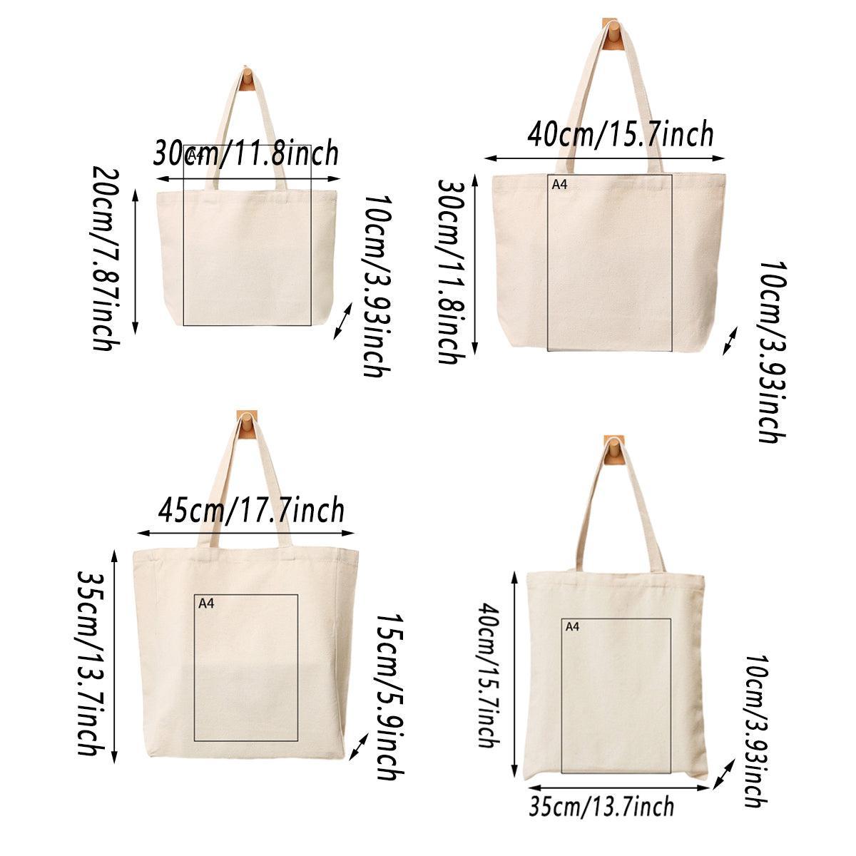 5PCS Canvas Tote Bag Cotton Blank DIY Shopping Shoulder Bags - Natural 25*30cm