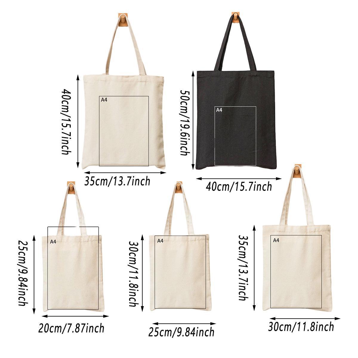 5PCS Canvas Tote Bag Cotton Blank DIY Shopping Shoulder Bags - Natural 30*35cm