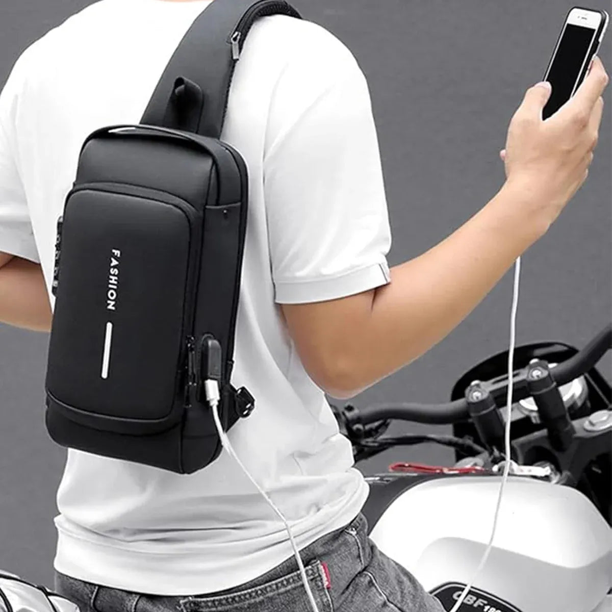 Multifunctional Combination Lock Chest Bag with USB Charging Port