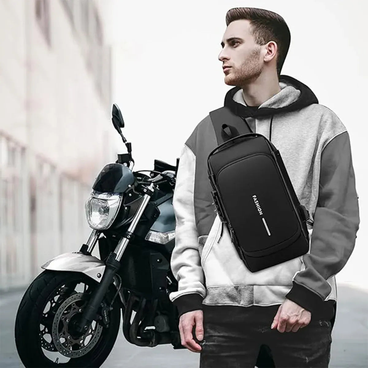 Multifunctional Combination Lock Chest Bag with USB Charging Port