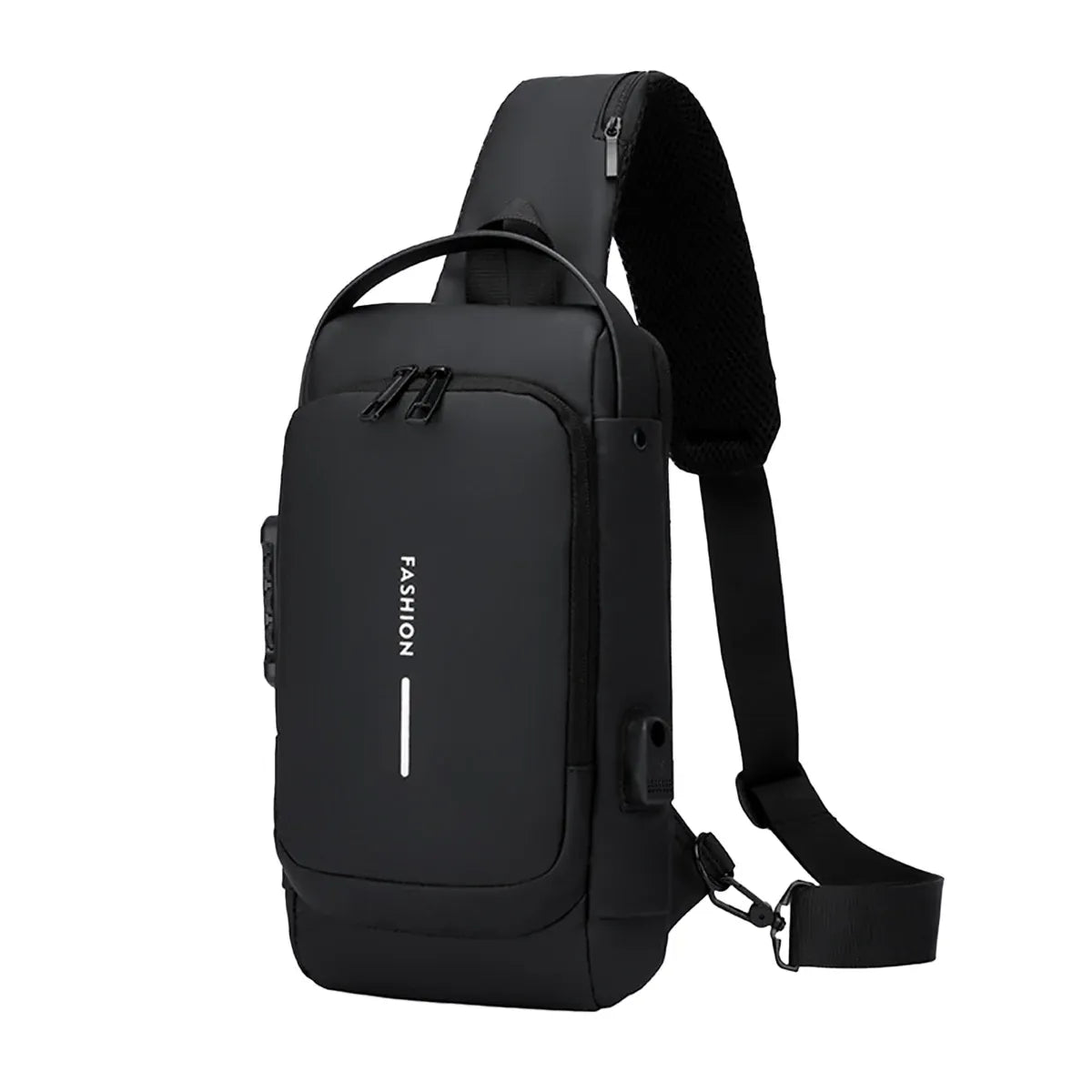 Multifunctional Combination Lock Chest Bag with USB Charging Port
