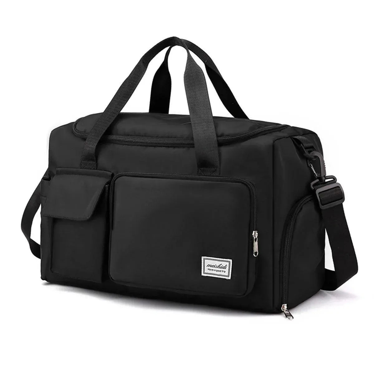 Unisex Waterproof Portable Travel Luggage Carry On Shoulder Hand Duffle Bag - Black
