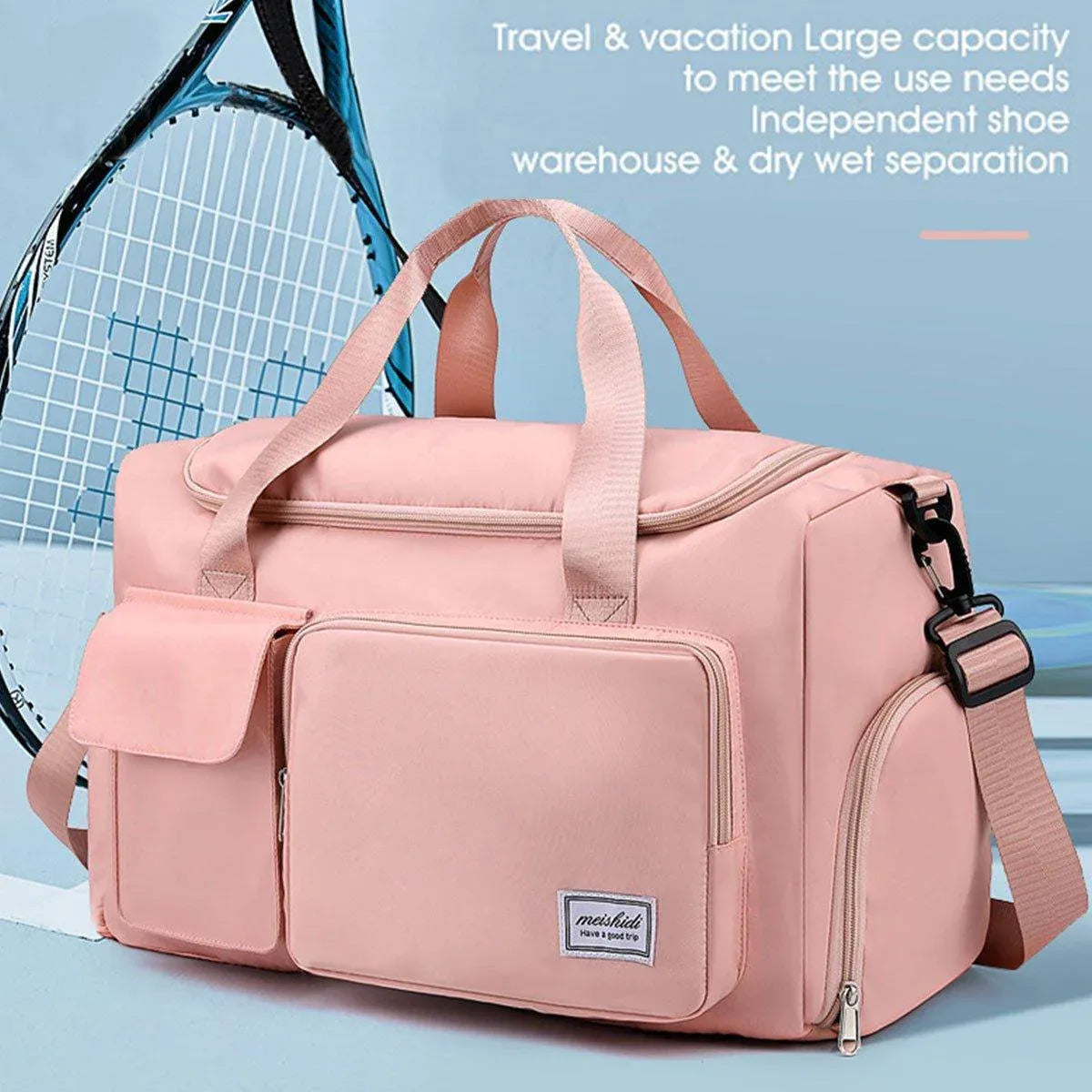 Unisex Waterproof Portable Travel Luggage Carry On Shoulder Hand Duffle Bag - Black