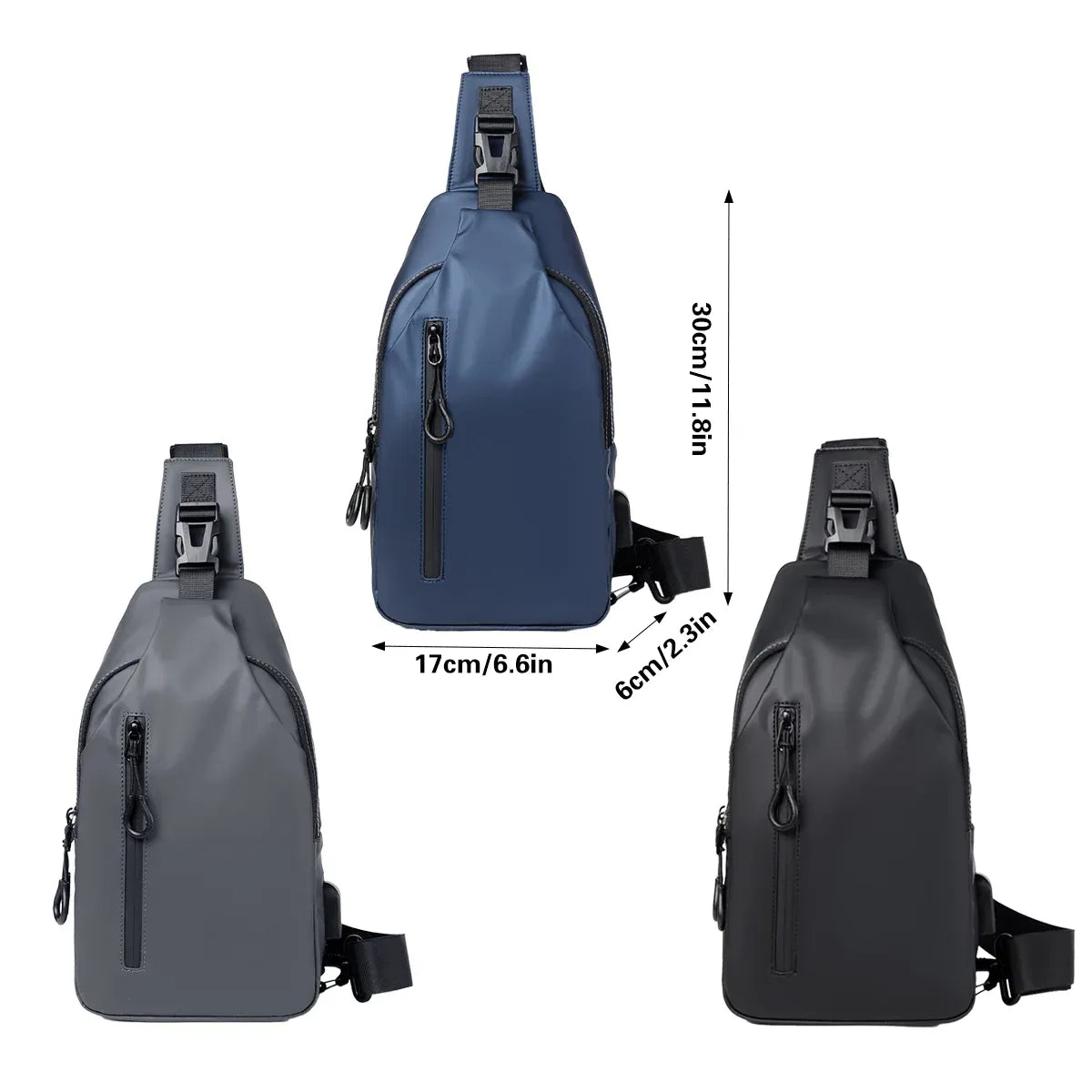 Large Capacity Chest Crossbody Bag Waterproof Durable for Travel Daily Use - Black
