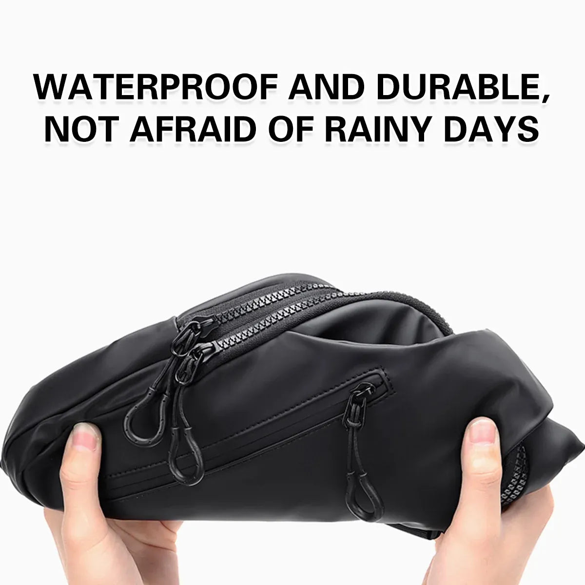 Large Capacity Chest Crossbody Bag Waterproof Durable for Travel Daily Use - Black