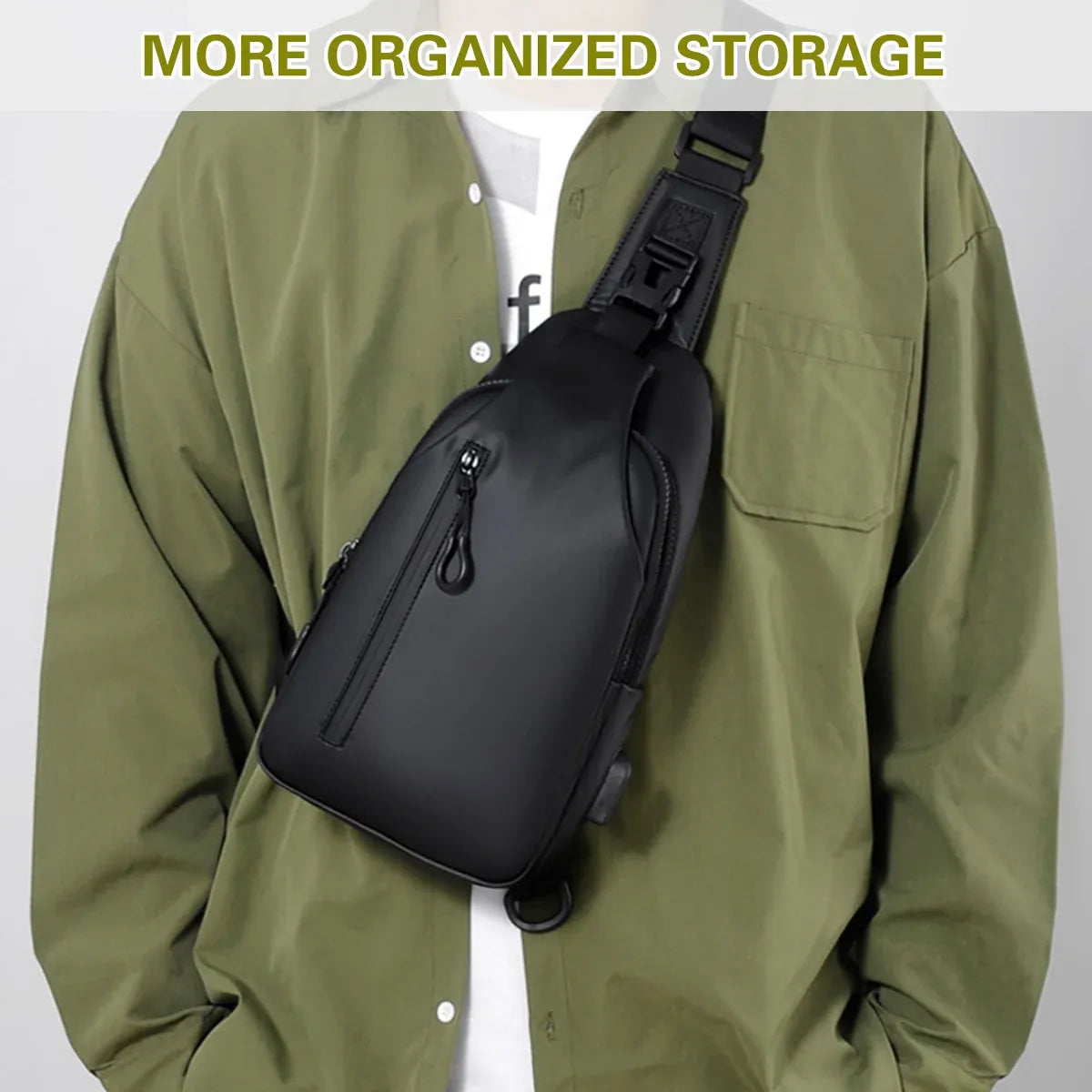 Large Capacity Chest Crossbody Bag Waterproof Durable for Travel Daily Use - Black