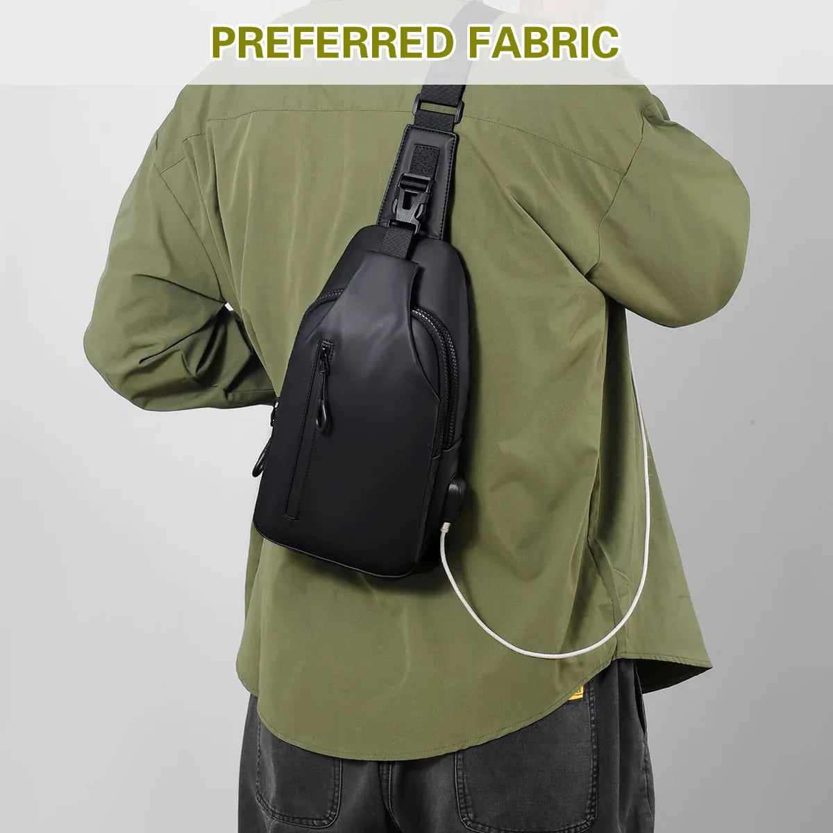 Large Capacity Chest Crossbody Bag Waterproof Durable for Travel Daily Use - Black