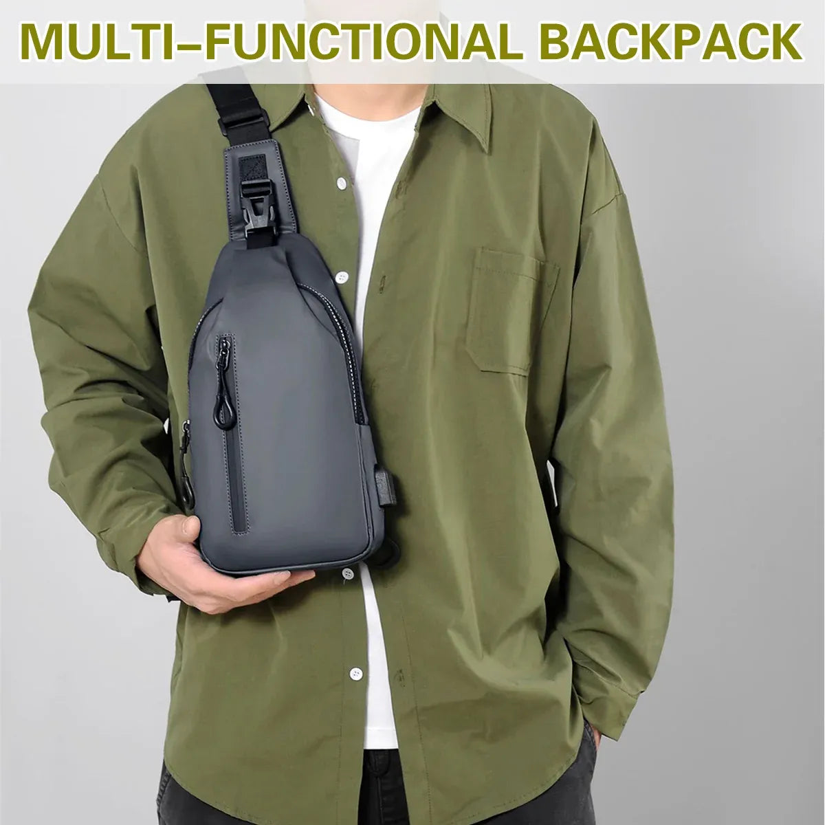 Large Capacity Chest Crossbody Bag Waterproof Durable for Travel Daily Use - Black