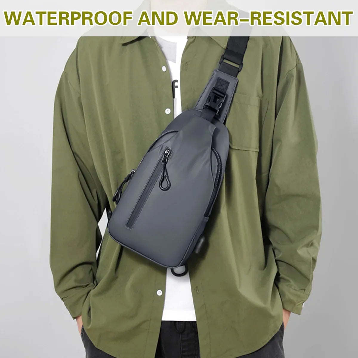 Large Capacity Chest Crossbody Bag Waterproof Durable for Travel Daily Use - Black