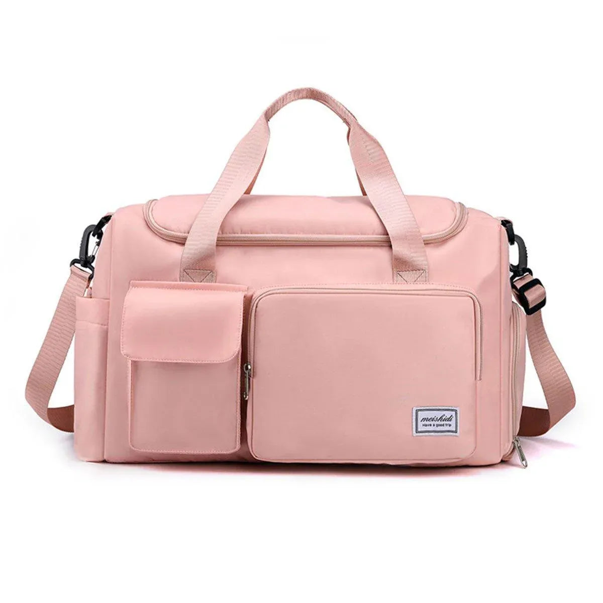 Unisex Waterproof Portable Travel Luggage Carry On Shoulder Hand Duffle Bag - Pink