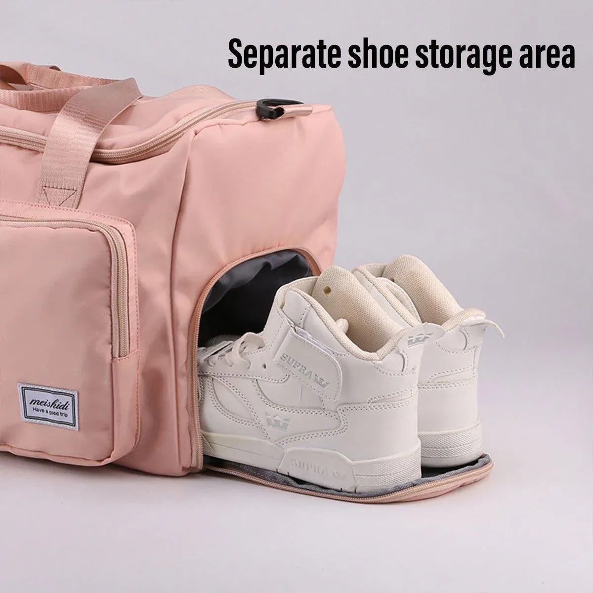 Unisex Waterproof Portable Travel Luggage Carry On Shoulder Hand Duffle Bag - Pink
