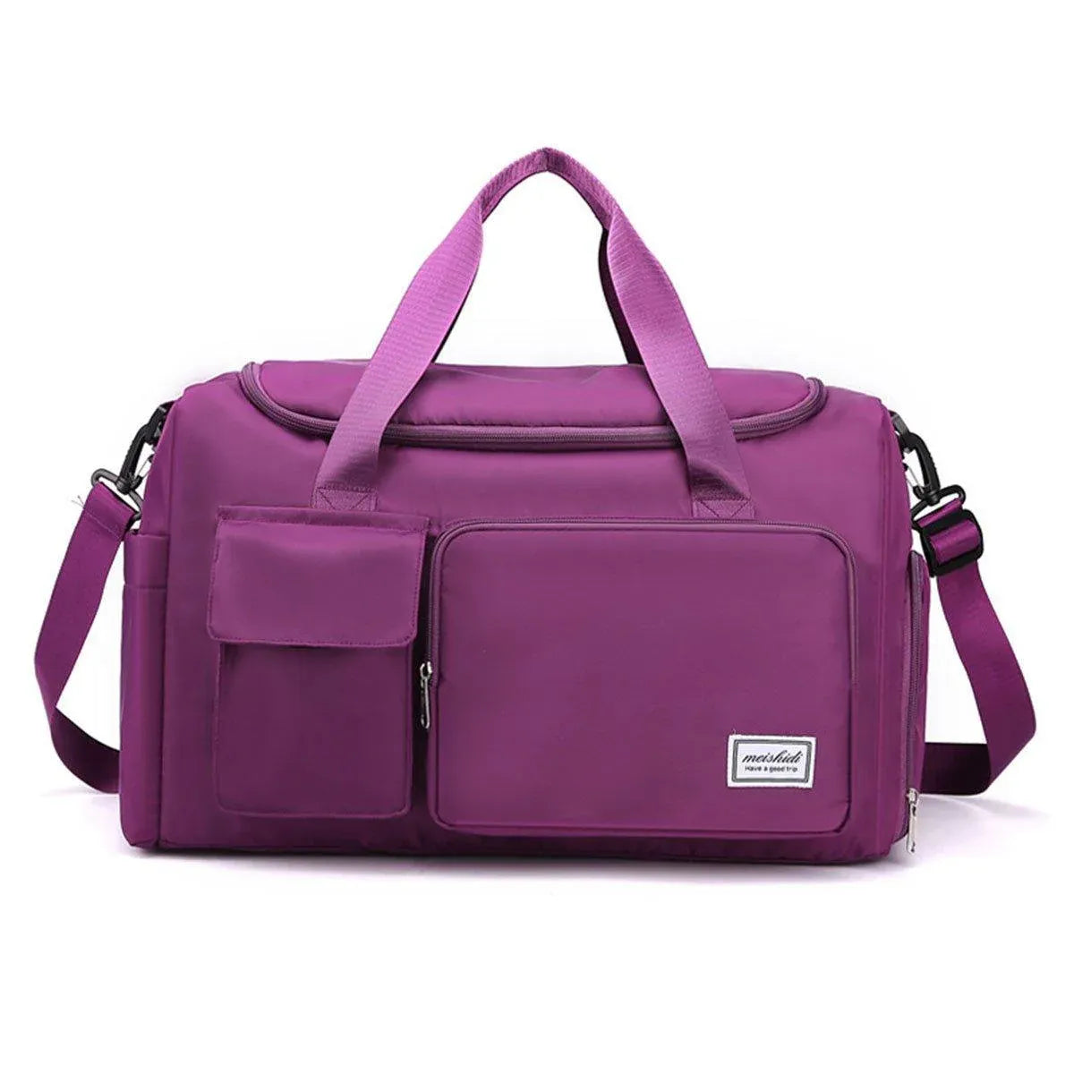 Unisex Waterproof Portable Travel Luggage Carry On Shoulder Hand Duffle Bag - Purple