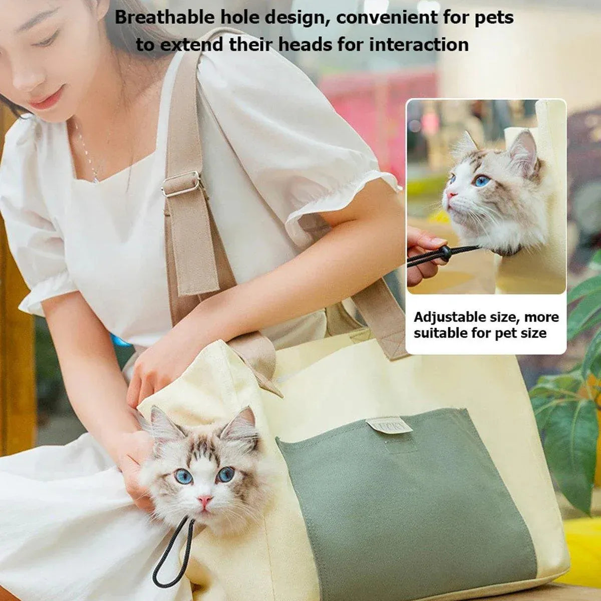 Portable Breathable Adjustable Crossbody Pet Carrier Bag Large Capacity for Pet - Blue